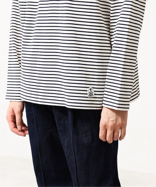 FIDELITY（フィデリティ）の「◆【FIDELITY / フィデリティ】バスクボーダーモックネック（Tシャツ/カットソー・メンズ・ホワイト/ブラウン/カーキ・MEDIUM/LARGE）」の4枚目の写真