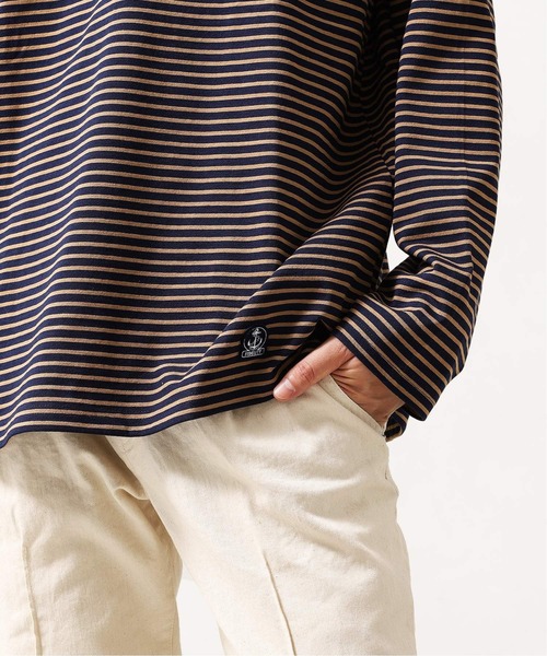 FIDELITY（フィデリティ）の「◆【FIDELITY / フィデリティ】バスクボーダーモックネック（Tシャツ/カットソー・メンズ・ホワイト/ブラウン/カーキ・MEDIUM/LARGE）」の7枚目の写真