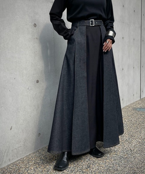 &g'aime（アンジェム）の「【&g’aime】デニムレイヤードスカート（デニムスカート・レディース・ライトグレー/ブラック/カーキ・FREE）」の18枚目の写真