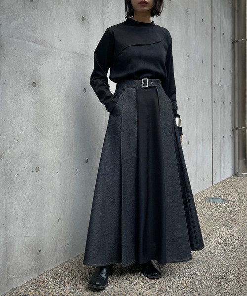 &g'aime（アンジェム）の「【&g’aime】デニムレイヤードスカート（デニムスカート・レディース・ライトグレー/ブラック/カーキ・FREE）」の15枚目の写真