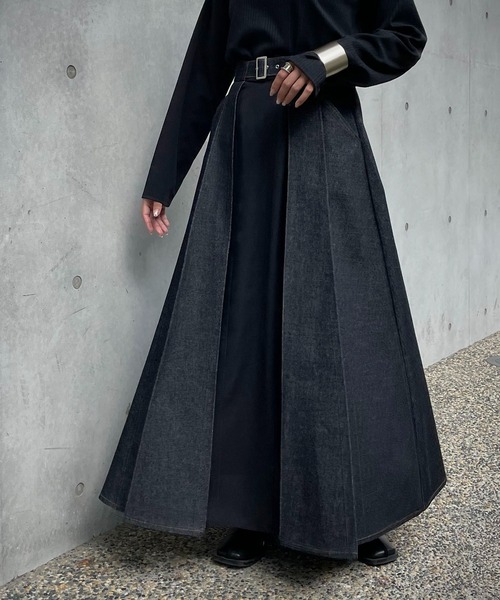 &g'aime（アンジェム）の「【&g’aime】デニムレイヤードスカート（デニムスカート・レディース・ライトグレー/ブラック/カーキ・FREE）」の21枚目の写真