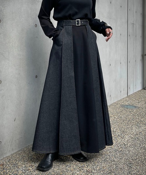 &g'aime（アンジェム）の「【&g’aime】デニムレイヤードスカート（デニムスカート・レディース・ライトグレー/ブラック/カーキ・FREE）」の11枚目の写真