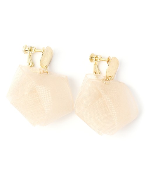 studio CLIP(スタディオクリップ)の「オーガンジークラフトイヤリング(イヤリング・レディース・カーキ/ピンク・FREE)」の1枚目の写真