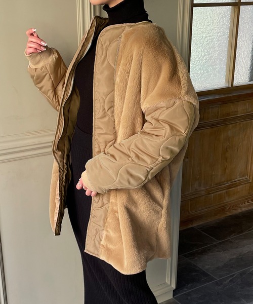 JUNOAH（ジュノア）の「ファー切替キルティングコート（その他アウター