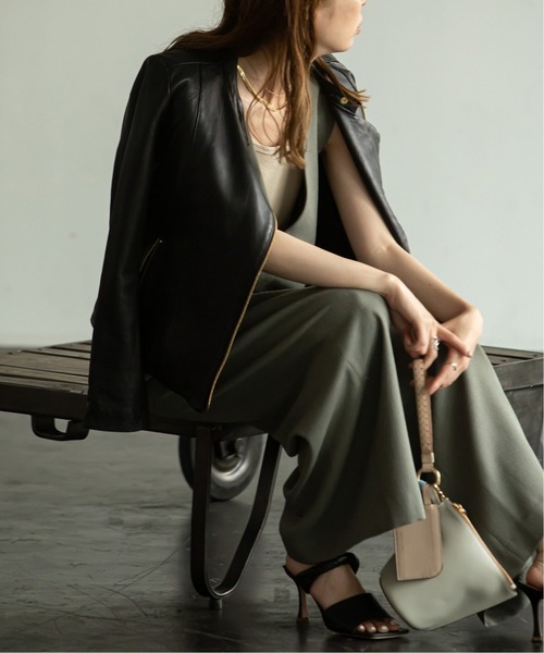 Noble（ノーブル）の「○《追加2》ソフトラムレザーライダースブルゾン