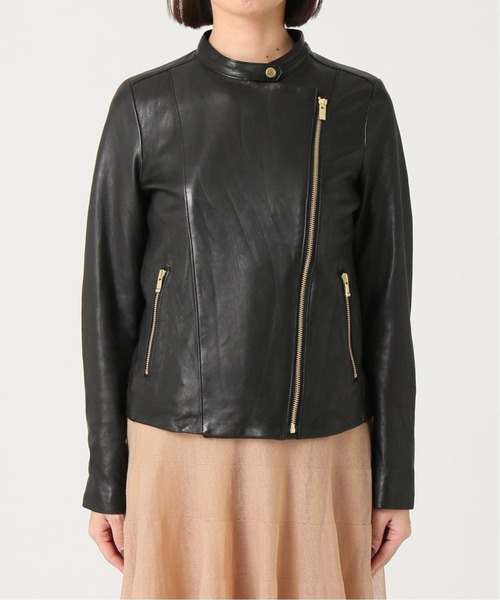 Noble（ノーブル）の「○《追加2》ソフトラムレザーライダースブルゾン