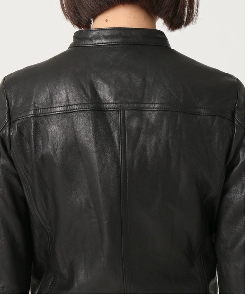 Noble（ノーブル）の「●《追加2》ソフトラムレザーライダースブルゾン◆（ライダースジャケット・レディース・モカ/ブラック・40/36/34/38）」の15枚目の写真