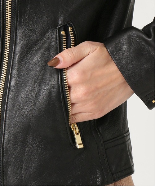 Noble（ノーブル）の「●《追加2》ソフトラムレザーライダースブルゾン◆（ライダースジャケット・レディース・モカ/ブラック・40/36/34/38）」の18枚目の写真