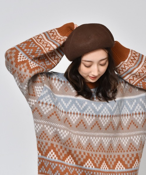 casita(RETRO GIRL)（カシータ）の「ベレー帽（ハンチング/ベレー帽・レディース・ライトグレー/ブラック/ブラウン/ボルドー・FREE）」の3枚目の写真