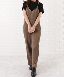 細ストラップ ワイドパンツ サロペット
