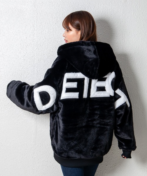 GGD（ジージーディー）の「エコファービッグシルエット裏ボアジップパーカージャケット（ブルゾン・レディース・ブラック/グレー/ホワイト・LL/L/M）」の2枚目の写真