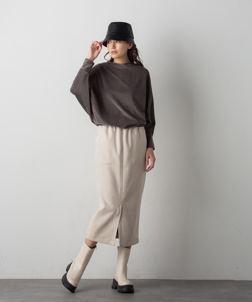 socolla（ソコラ）の「【socolla】抜けエリベロアプルオーバー≪洗濯機で洗える≫（Tシャツ/カットソー・レディース・チャコールグレー/カーキ/ピンク/オフホワイト・M）」の7枚目の写真