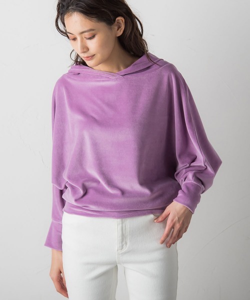 socolla（ソコラ）の「【socolla】抜けエリベロアプルオーバー≪洗濯機で洗える≫（Tシャツ/カットソー・レディース・チャコールグレー/カーキ/ピンク/オフホワイト・M）」の8枚目の写真