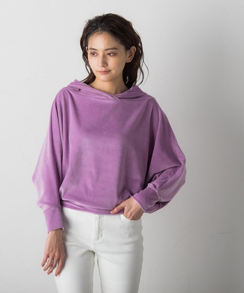 socolla（ソコラ）の「【socolla】抜けエリベロアプルオーバー≪洗濯機で洗える≫（Tシャツ/カットソー・レディース・チャコールグレー/カーキ/ピンク/オフホワイト・M）」の12枚目の写真