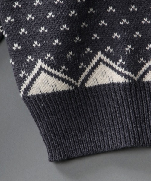 SITRY(シトリー)の「Bird's eye Jacquard Crew neck sweater/バーズアイ柄 ジャガード クルーネック ニット(ニット/セーター・メンズ・ベージュ/チャコールグレー/グリーン・M/L/XL)」の7枚目の写真
