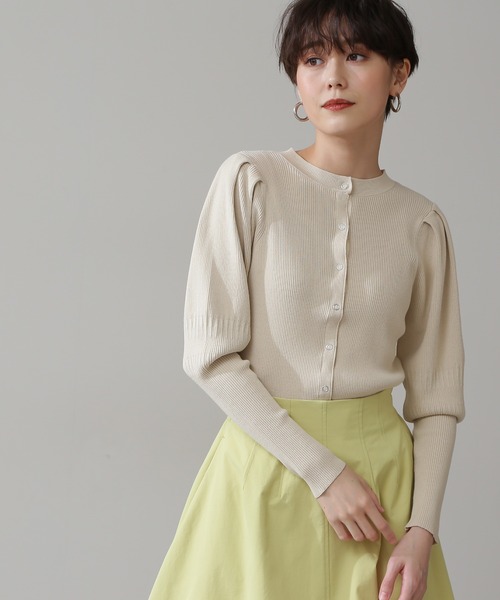 N.(N. Natural Beauty Basic)(エヌエヌナチュラルビューティーベーシック)の「◆前後2WAYバルーンスリーブカーディガン(カーディガン/ボレロ・レディース・ブラック/オフホワイト/グリーン・MEDIUM)」の2枚目の写真