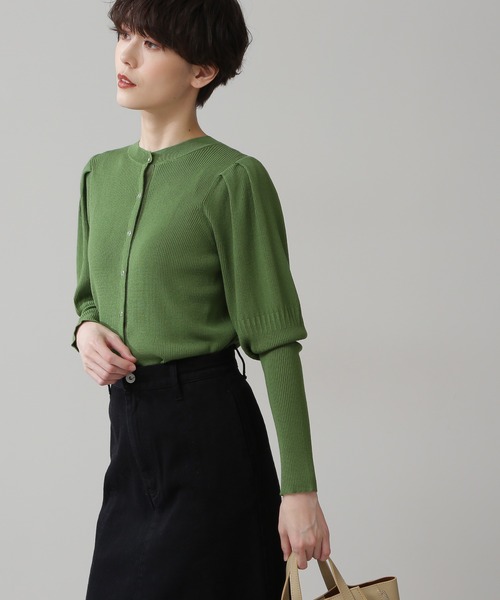 N.(N. Natural Beauty Basic)(エヌエヌナチュラルビューティーベーシック)の「◆前後2WAYバルーンスリーブカーディガン(カーディガン/ボレロ・レディース・ブラック/オフホワイト/グリーン・MEDIUM)」の3枚目の写真