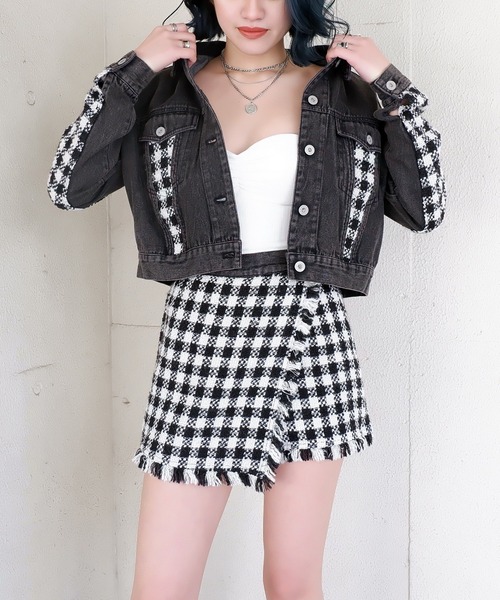 SPIRALGIRL(スパイラルガール)の「デニムツイードジャケット(デニムジャケット・レディース・ライトオリーブ/マルチ・FREE)」の8枚目の写真