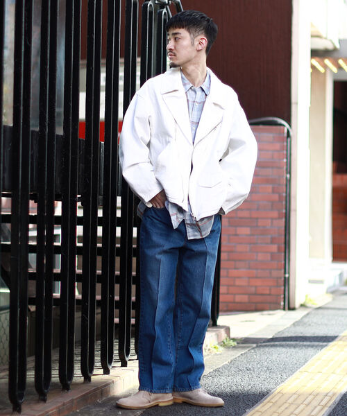 ビームス　BEAMS ストライプ　ジャケット　メンズ　夏　XL ブルー BEAMS BOY（ビームス ボーイ）ストライプ チェック ビッグ