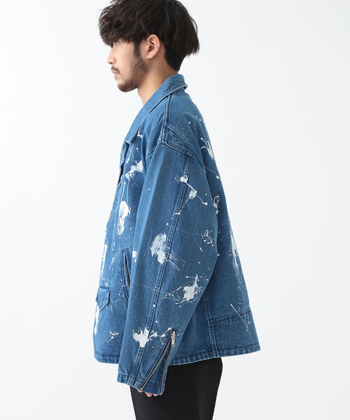 BEAMS（ビームス）の「BEAMS / ルーズ ペイント ダブル ライダース（ライダースジャケット・メンズ・オフホワイト/インディゴブルー・SMALL/MEDIUM/LARGE/X-LARGE）」の20枚目の写真