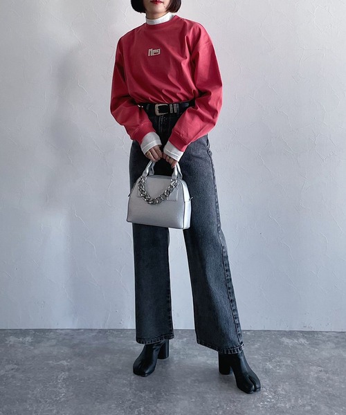 PAGEBOY（ページボーイ）の「ミニロゴシシュウロンT（Tシャツ/カットソー・レディース・ブラック/レッド/オフホワイト/イエロー・FREE）」の9枚目の写真