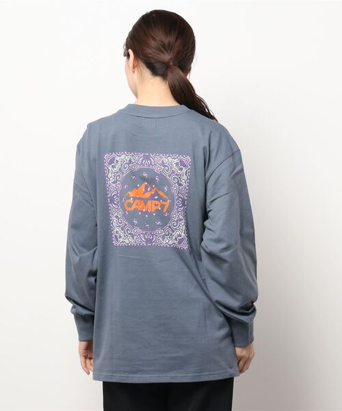 CAMP7（キャンプセブン）の「【CAMP7】バンダナ柄プリントロンＴ（Tシャツ/カットソー・レディース・ホワイト/ブラック/ブルー・M/L）」の5枚目の写真