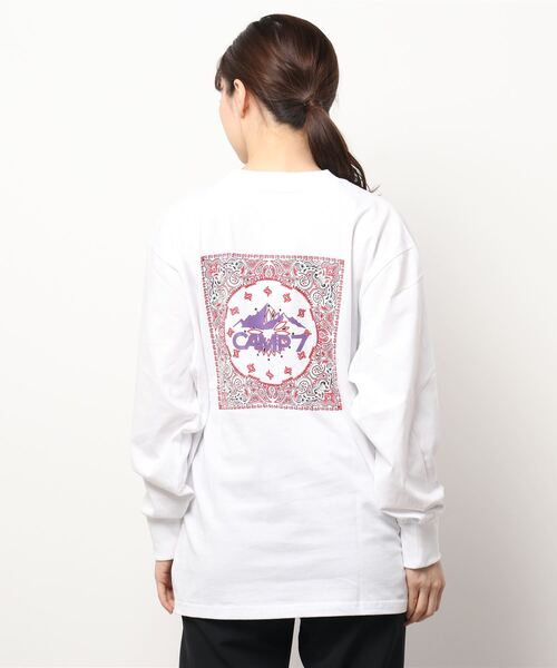 CAMP7（キャンプセブン）の「【CAMP7】バンダナ柄プリントロンＴ（Tシャツ/カットソー・レディース・ホワイト/ブラック/ブルー・M/L）」の4枚目の写真