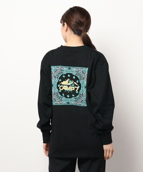 CAMP7（キャンプセブン）の「【CAMP7】バンダナ柄プリントロンＴ（Tシャツ/カットソー・レディース・ホワイト/ブラック/ブルー・M/L）」の7枚目の写真