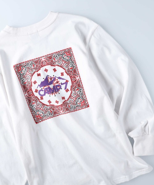 CAMP7（キャンプセブン）の「【CAMP7】バンダナ柄プリントロンＴ（Tシャツ/カットソー・レディース・ホワイト/ブラック/ブルー・M/L）」の17枚目の写真