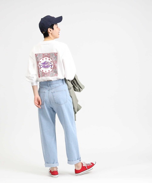 CAMP7（キャンプセブン）の「【CAMP7】バンダナ柄プリントロンＴ（Tシャツ/カットソー・レディース・ホワイト/ブラック/ブルー・M/L）」の10枚目の写真