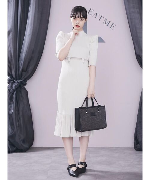 EATME（イートミー）の「ウエストマークリブワンピース（ワンピース・レディース・ブラック/グレー/アイボリー・FREE）」の5枚目の写真