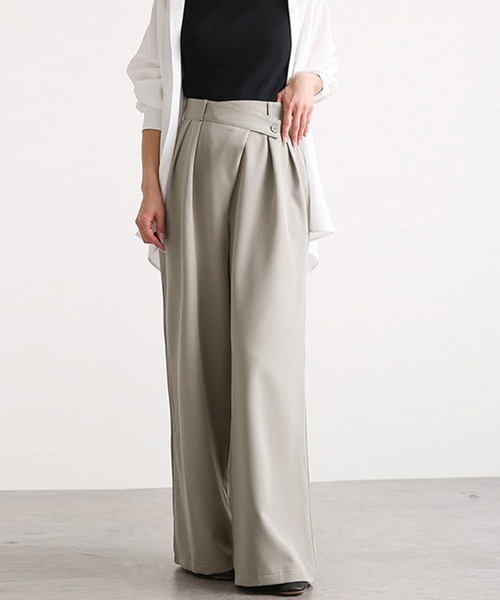 SETUP7（セットアップセブン）の「1本持っておけば間違いなしのワイドタックパンツ♪【SETUP7】ラップデザインワイドパンツ KNF ※（その他パンツ・レディース・ブラック/ベージュ/ネイビー/グレー/グリーン・FREE）」の17枚目の写真