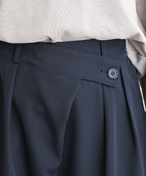 SETUP7（セットアップセブン）の「1本持っておけば間違いなしのワイドタックパンツ♪【SETUP7】ラップデザインワイドパンツ KNF ※（その他パンツ・レディース・ブラック/ベージュ/ネイビー/グレー/グリーン・FREE）」の8枚目の写真