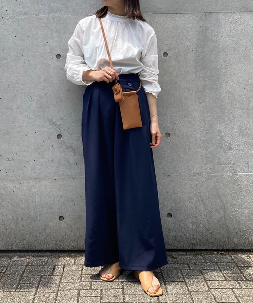 SETUP7（セットアップセブン）の「1本持っておけば間違いなしのワイドタックパンツ♪【SETUP7】ラップデザインワイドパンツ KNF ※（その他パンツ・レディース・ブラック/ベージュ/ネイビー/グレー/グリーン・FREE）」の22枚目の写真