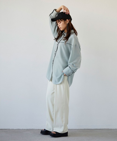 179/WG（イチナナキュウダブルジー）の「ウエスタン風ビッグシャツ（シャツ/ブラウス・レディース・チャコールグレー/ベージュ/ミント・MEDIUM）」の17枚目の写真