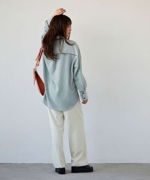 179/WG（イチナナキュウダブルジー）の「ウエスタン風ビッグシャツ（シャツ/ブラウス・レディース・チャコールグレー/ベージュ/ミント・MEDIUM）」の20枚目の写真