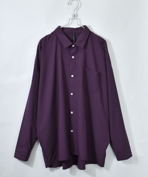 Starting Over（スターティングオーバー）の「ポリストレッチビッグシャツ（シャツ/ブラウス・メンズ・グリーン/チャコール/イエロー/ホワイト/サックスブルー/ネイビー/パープル/ブラック/グレイッシュベージュ・XL/L/M）」の8枚目の写真