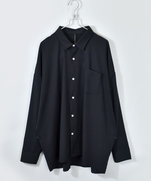 Starting Over（スターティングオーバー）の「ポリストレッチビッグシャツ（シャツ/ブラウス・メンズ・グリーン/チャコール/イエロー/ホワイト/サックスブルー/ネイビー/パープル/ブラック/グレイッシュベージュ・XL/L/M）」の6枚目の写真