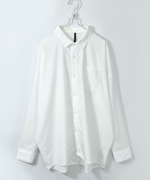 Starting Over（スターティングオーバー）の「ポリストレッチビッグシャツ（シャツ/ブラウス・メンズ・グリーン/チャコール/イエロー/ホワイト/サックスブルー/ネイビー/パープル/ブラック/グレイッシュベージュ・XL/L/M）」の2枚目の写真