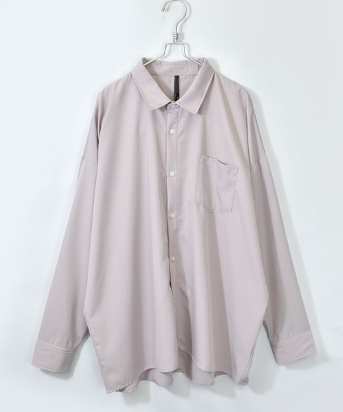 Starting Over（スターティングオーバー）の「ポリストレッチビッグシャツ（シャツ/ブラウス・メンズ・グリーン/チャコール/イエロー/ホワイト/サックスブルー/ネイビー/パープル/ブラック/グレイッシュベージュ・XL/L/M）」の4枚目の写真