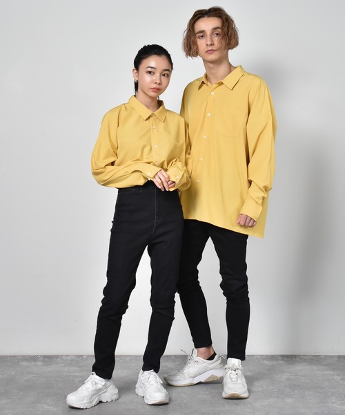 Starting Over（スターティングオーバー）の「ポリストレッチビッグシャツ（シャツ/ブラウス・メンズ・グリーン/チャコール/イエロー/ホワイト/サックスブルー/ネイビー/パープル/ブラック/グレイッシュベージュ・XL/L/M）」の14枚目の写真