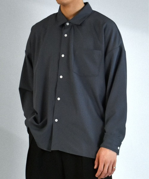Starting Over（スターティングオーバー）の「ポリストレッチビッグシャツ（シャツ/ブラウス・メンズ・グリーン/チャコール/イエロー/ホワイト/サックスブルー/ネイビー/パープル/ブラック/グレイッシュベージュ・XL/L/M）」の15枚目の写真