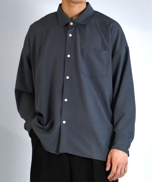 Starting Over（スターティングオーバー）の「ポリストレッチビッグシャツ（シャツ/ブラウス・メンズ・グリーン/チャコール/イエロー/ホワイト/サックスブルー/ネイビー/パープル/ブラック/グレイッシュベージュ・XL/L/M）」の16枚目の写真
