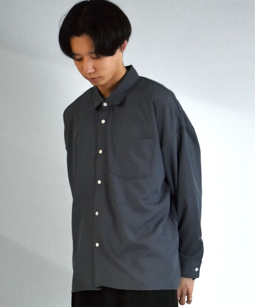 Starting Over（スターティングオーバー）の「ポリストレッチビッグシャツ（シャツ/ブラウス・メンズ・グリーン/チャコール/イエロー/ホワイト/サックスブルー/ネイビー/パープル/ブラック/グレイッシュベージュ・XL/L/M）」の18枚目の写真