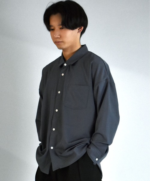 Starting Over（スターティングオーバー）の「ポリストレッチビッグシャツ（シャツ/ブラウス・メンズ・グリーン/チャコール/イエロー/ホワイト/サックスブルー/ネイビー/パープル/ブラック/グレイッシュベージュ・XL/L/M）」の19枚目の写真