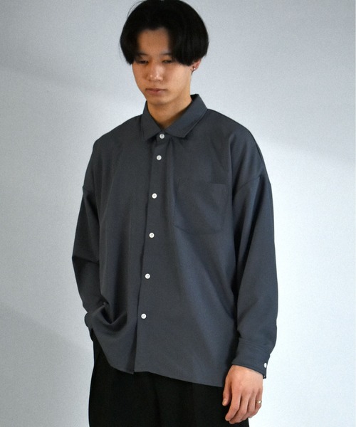 Starting Over（スターティングオーバー）の「ポリストレッチビッグシャツ（シャツ/ブラウス・メンズ・グリーン/チャコール/イエロー/ホワイト/サックスブルー/ネイビー/パープル/ブラック/グレイッシュベージュ・XL/L/M）」の21枚目の写真