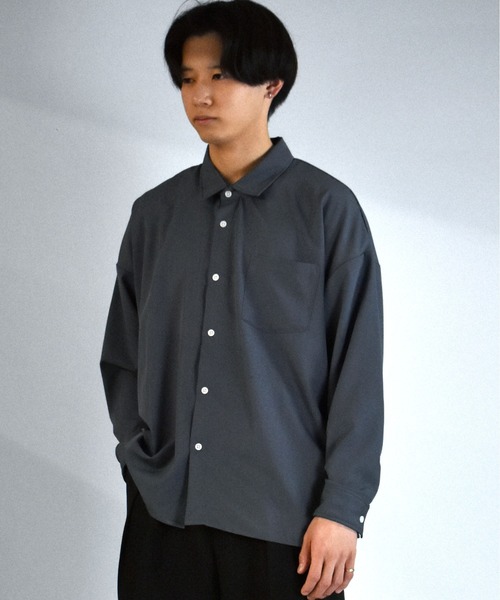 Starting Over（スターティングオーバー）の「ポリストレッチビッグシャツ（シャツ/ブラウス・メンズ・グリーン/チャコール/イエロー/ホワイト/サックスブルー/ネイビー/パープル/ブラック/グレイッシュベージュ・XL/L/M）」の22枚目の写真