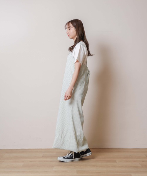 flower(フラワー)の「ギンガムハングアウトワンピース(ワンピース・レディース・ブラック/グリーン・FREE)」の5枚目の写真