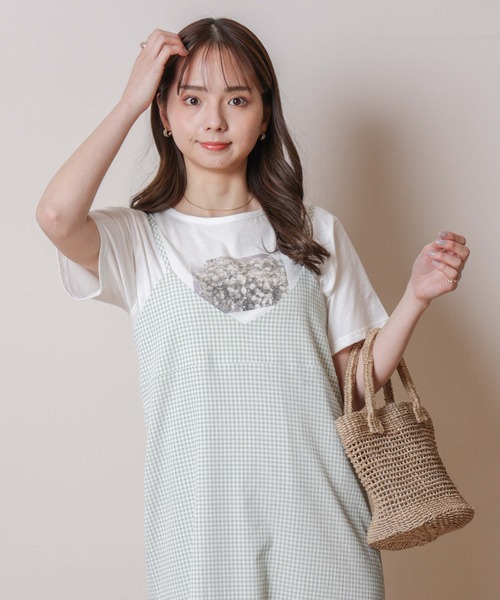 flower(フラワー)の「ギンガムハングアウトワンピース(ワンピース・レディース・ブラック/グリーン・FREE)」の7枚目の写真