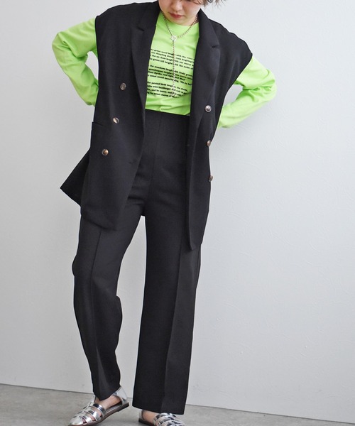 palm RICHE(ポームリシュ)の「カットジョーゼットパンツ(その他パンツ・レディース・ブラック/ピンク/ブルー/グリーン/テラコッタ/コバルトブルー/レッド/ダークグリーン・M)」の15枚目の写真